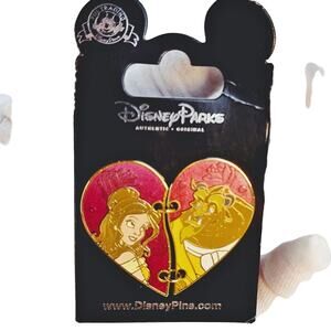 Disney Beauty & The Beast Two Piece Heart Pin 2016 NIP